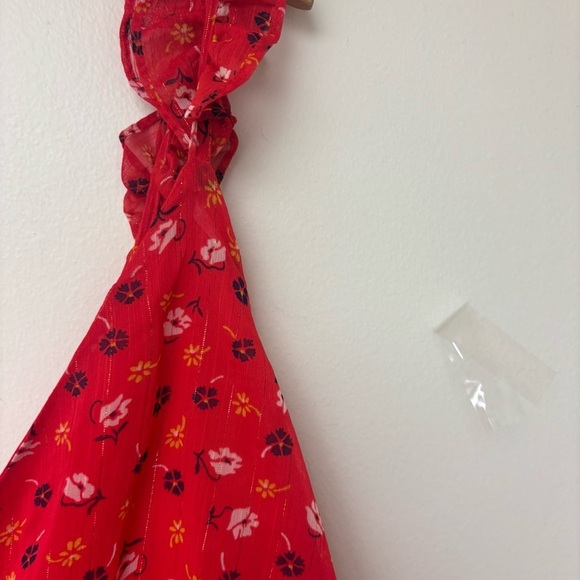 Madewell Ruffle Strap Wrap Dress Metallic Striped Praire Posies - Picture 5 of 15